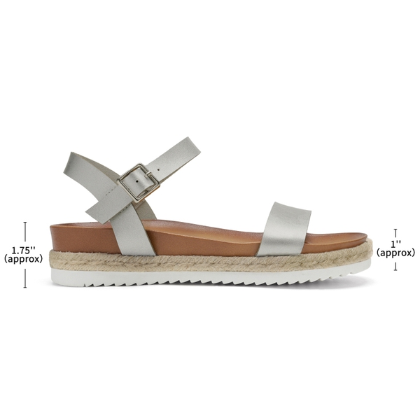 Espadrille Platform Sandals - SILVER PU - 1